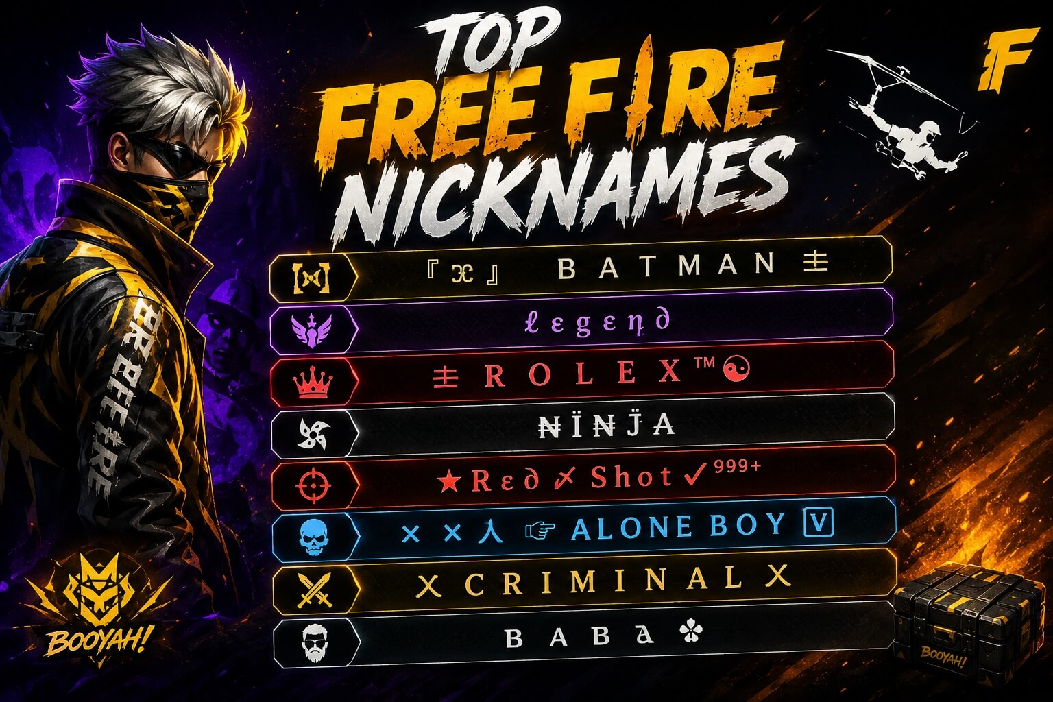 Top Free Fire Nicknames